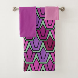 Lila Tulip Field Bath Handtuch Set