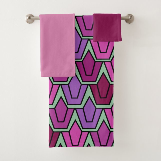 Lila Tulip Field Bath Handtuch Set (Insitu)