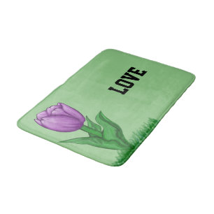 Lila Tulip Floral Sage Green Liebe Badematte