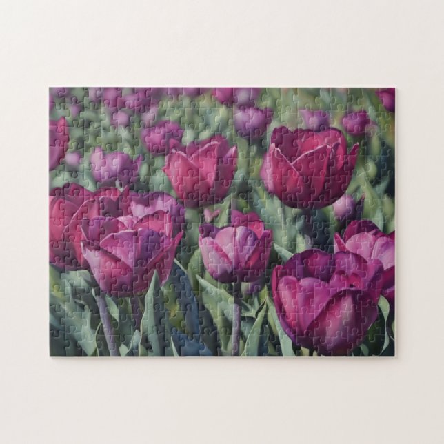 Lila Tulip Flower Garden Puzzle (Horizontal)
