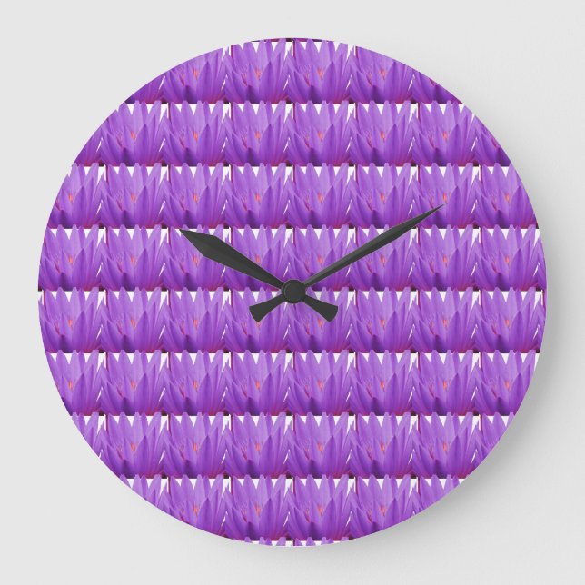 Lila Tulip Große Wanduhr (Vorderseite)