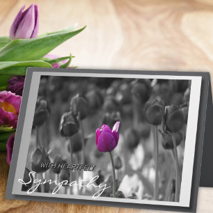 Lila Tulip mit herzlicher Anteilnahme Beileid Karte