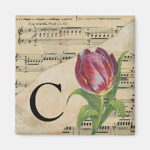 Lila Tulip Sheet Music Monogram Initial C