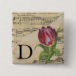 Lila Tulip Sheet Music Monogram Initial D Button