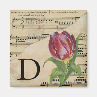 Lila Tulip Sheet Music Monogram Initial D Magnet