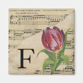 Lila Tulip Sheet Music Monogram Initial F Magnet