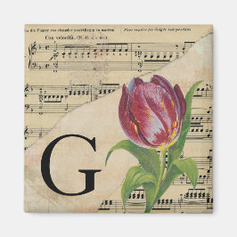 Lila Tulip Sheet Music Monogram Initial G Magnet