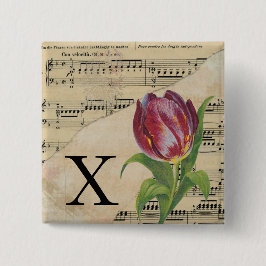 Lila Tulip Sheet Music Monogram Initial X Button