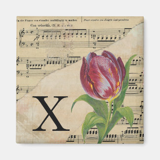 Lila Tulip Sheet Music Monogram Initial X Magnet