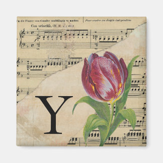 Lila Tulip Sheet Music Monogram Initial Y Magnet