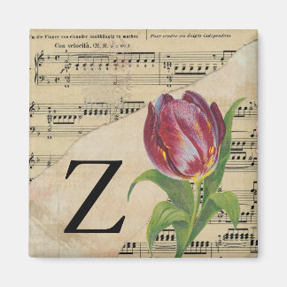 Lila Tulip Sheet Music Monogram Initial Z Magnet