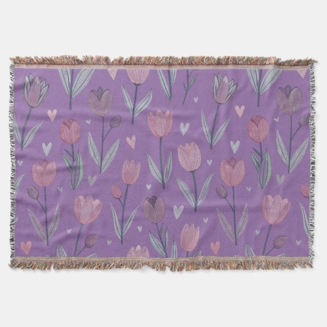 Lila Tulip-Throw-Blanket Decke (Vorderseite)