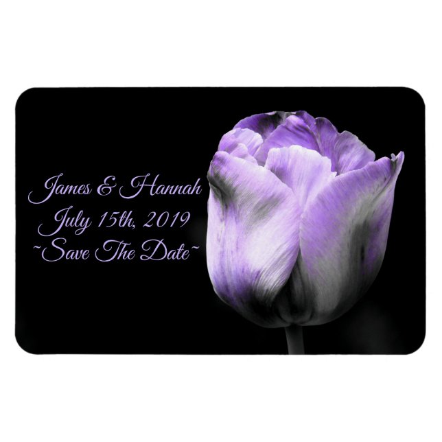 Lila Tulip Wedding Save the Date*anpassen* Magnet (Horizontal)