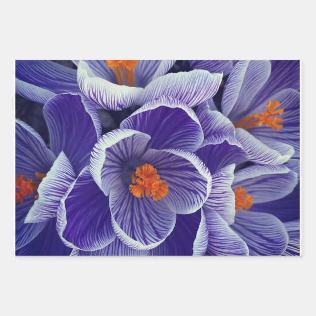 Lila Tulip Wrapping Paper Geschenkpapier Set (Vorderseite)