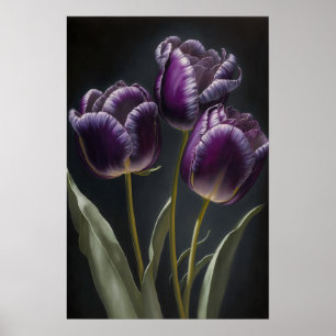 Lila Tulips Blume Art Print Poster