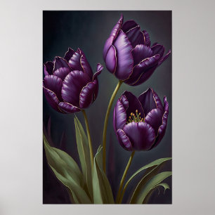Lila Tulips Blume Art Print Poster