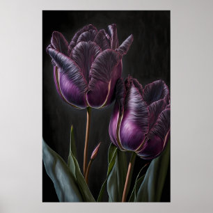 Lila Tulips Blume Art Print Poster