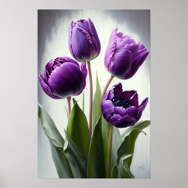 Lila Tulips Blume Art Print Poster (Vorne)