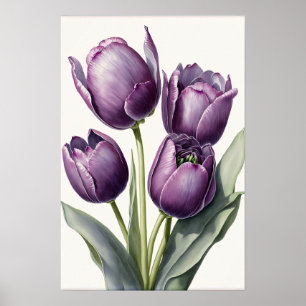 Lila Tulips Blume Art Print Poster