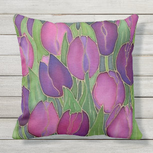 Lila Tulips Design Außenkissen Kissen