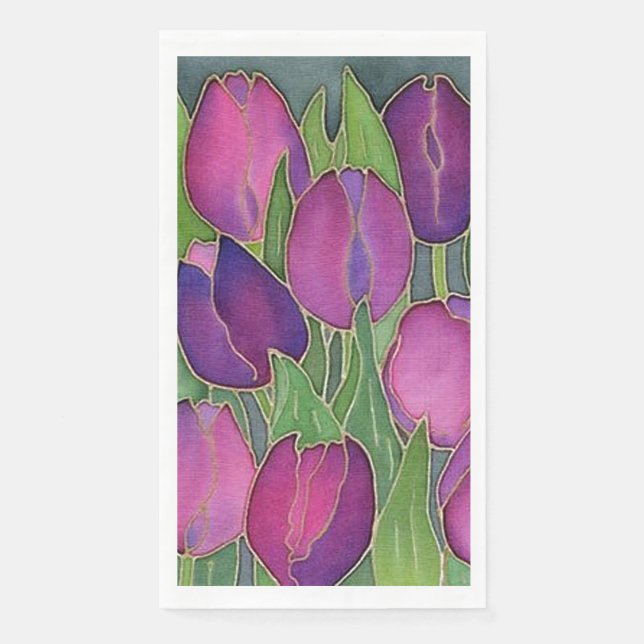 Lila Tulips Floral Gasttuch Napkins Serviette (Vorderseite)