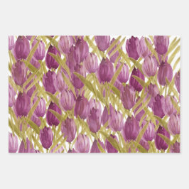 Lila Tulips Frische Pasta machen Geschenkpapier Set