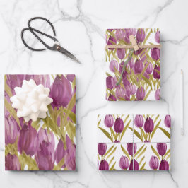 Lila Tulips Frische Pasta machen Geschenkpapier Set