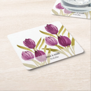 Lila Tulips Frische Pasta machen Rechteckiger Pappuntersetzer