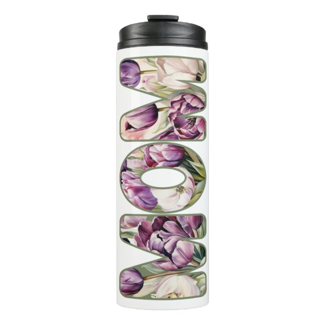 Lila Tulips-Mama Thermosbecher (Vorderseite)
