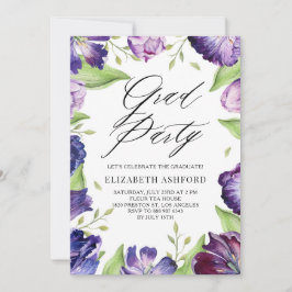 Lila Tulips mit Blumenrahmen Abschluss Einladung