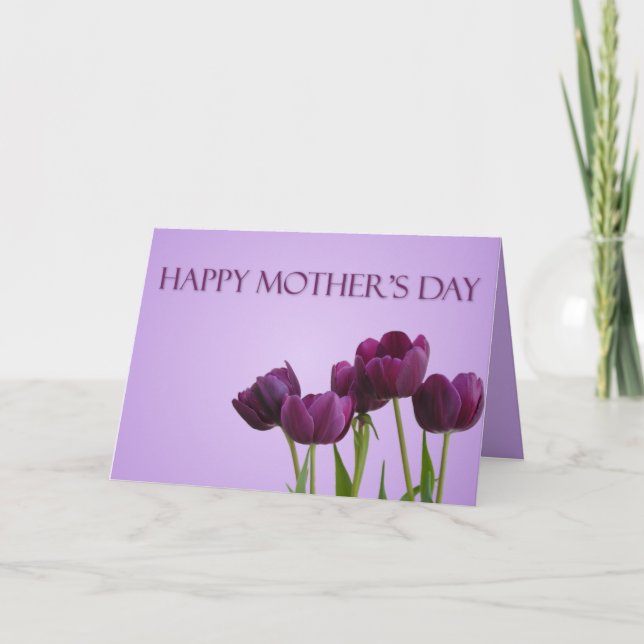 Lila Tulips Muttertag Karte (Vorderseite)