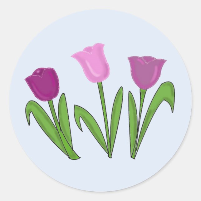 Lila Tulips Runder Aufkleber (Vorderseite)