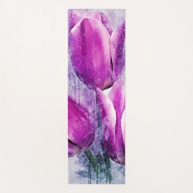 Lila Tulips Yogamatte (Vorderseite)