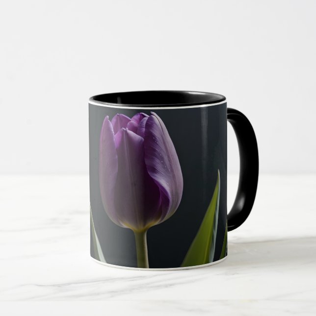 Lila Tulpe Blume digitale Kunst Tasse (VorderseiteRechts)