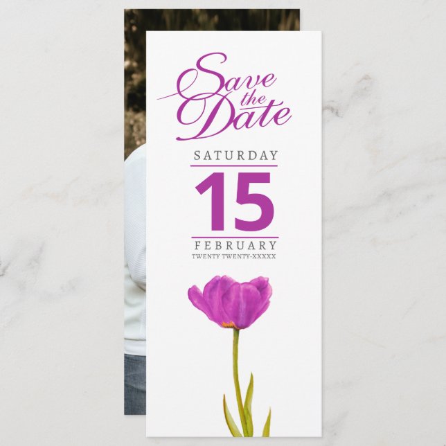 Lila Tulpe Blume Foto Hochzeit speichern Sie das D Save The Date (Vorne/Hinten)