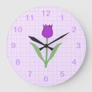 Lila Tulpe-Blume Große Wanduhr