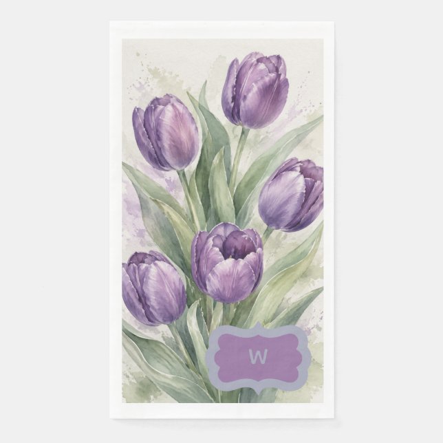Lila Tulpe Serviette (Vorderseite)