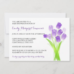 Lila Tulpen - BABY-Einladung zum Babyshower Einladung
