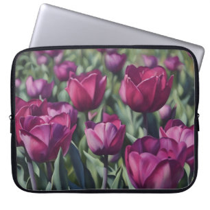 Lila Tulpen-Blumen-Kunst Laptop-Hülle Laptopschutzhülle