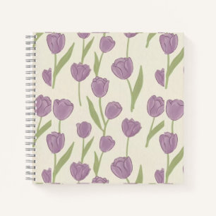 Lila Tulpen Blumenmuster Notizbuch - Hübsches Jour
