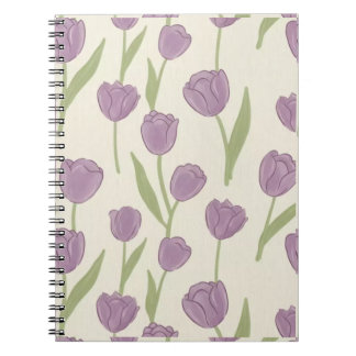 Lila Tulpen-Blumenmuster-Notizbuch - Süßes Journal Notizblock