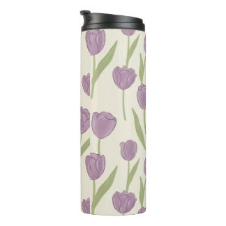 Lila Tulpen Blumenmuster Thermosbecher