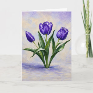 Lila Tulpen gefaltete Grußkarte Karte