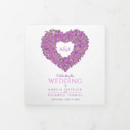 Lila Tulpen Herzkunst Widmung Hochzeit T Dreifach-gefaltete Programmkarte