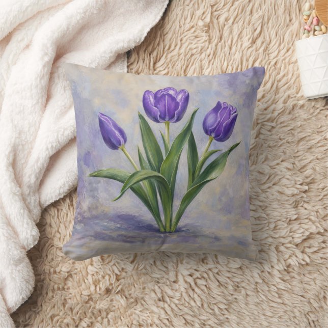 Lila Tulpen Kissen (Decke)