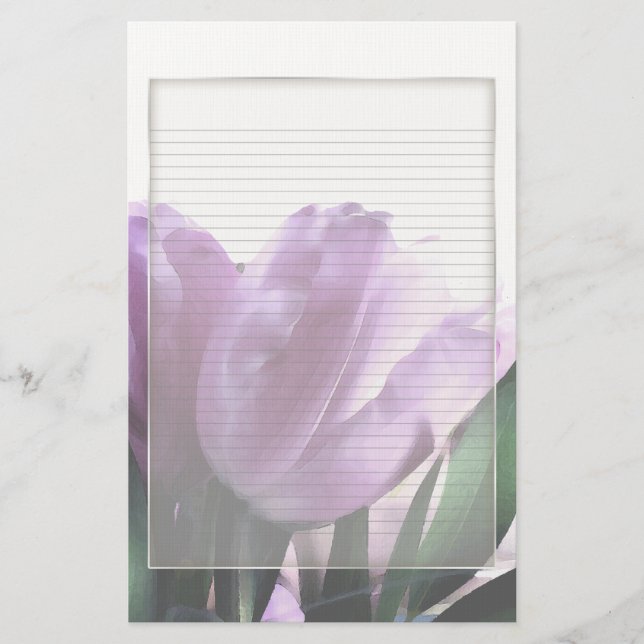 Lila Tulpen Optionales Notizpapier Briefpapier (Vorderseite)