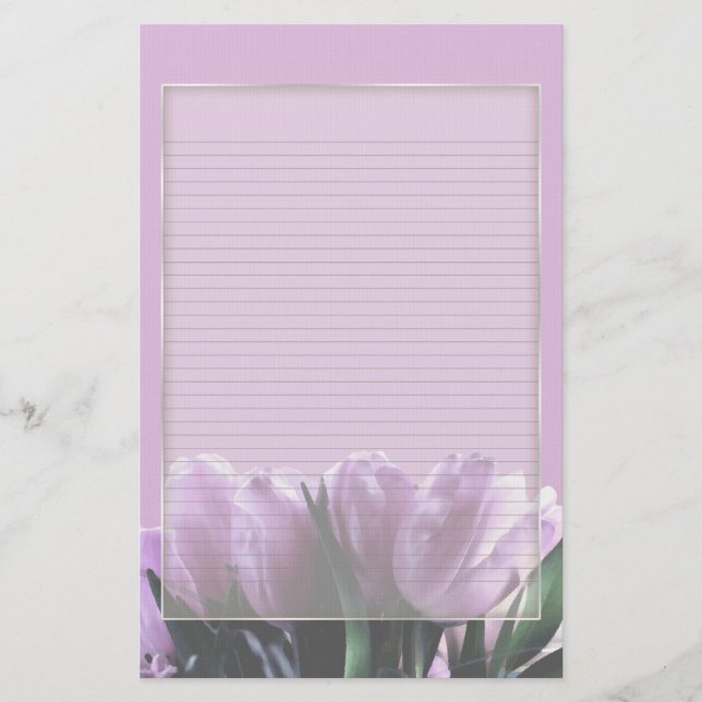 Lila Tulpen Optionales Notizpapier Briefpapier (Vorderseite)