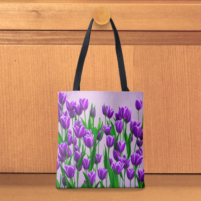 Lila Tulpen-Tragetasche (Tote bag with purple tulips)