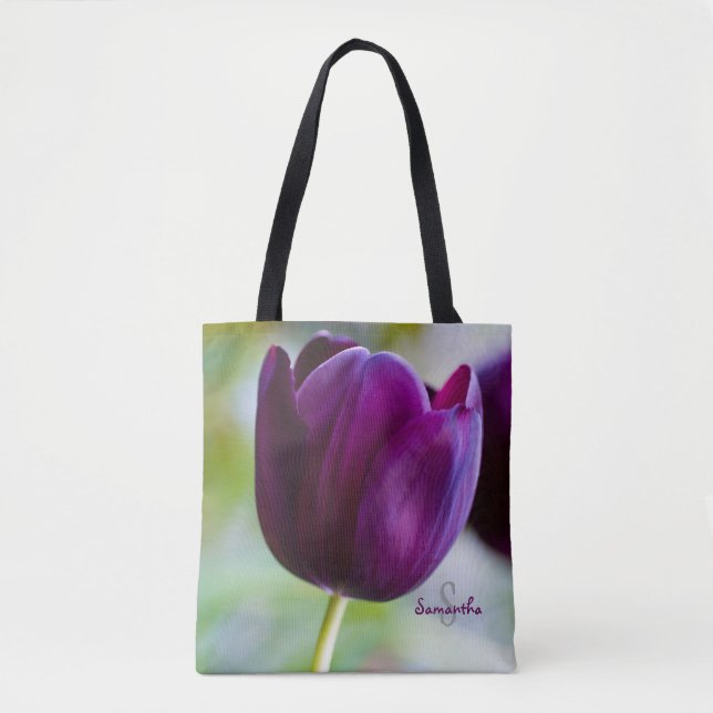 Lila Tulpen-Tragetasche (Vorderseite)