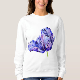 Lila Tulpen-Wasserfarben Damen-Shirt Sweatshirt